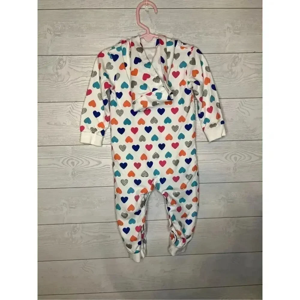 Carter’s hooded fleece romper with glitter hearts size 18 months